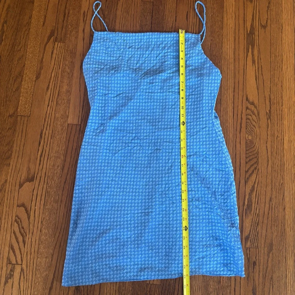 Alice + Olivia Harmony Drapey Mini Blue Slip Dress Size 12 - Picture 5 of 6